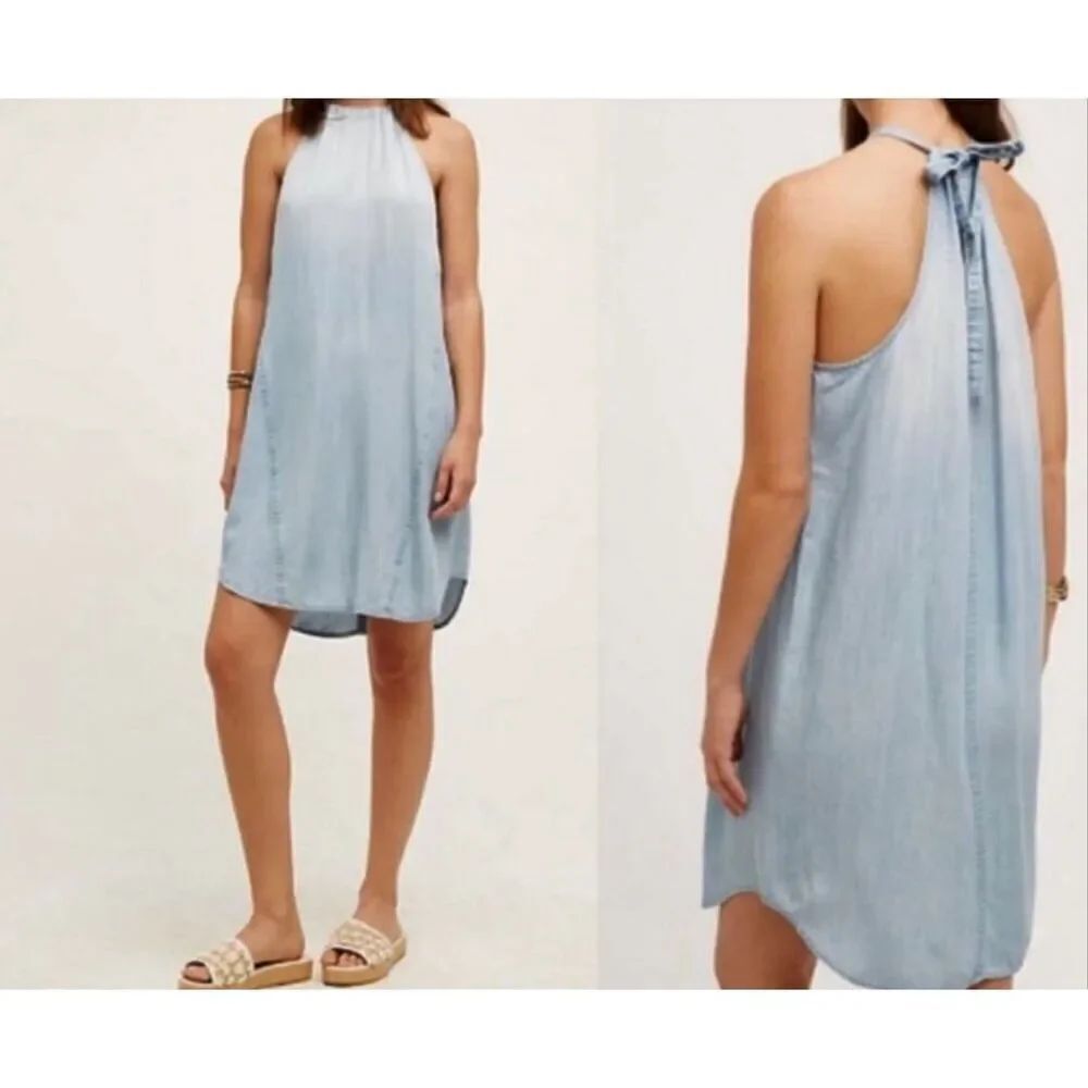 Mustard Seed Women’s Chambray Halter Denim Dress Size Large
